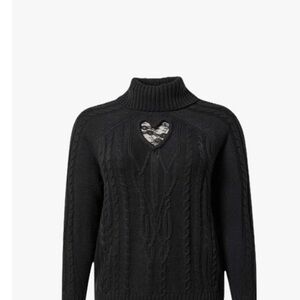 Torrid Black Turtleneck Sweater with Lace Heart